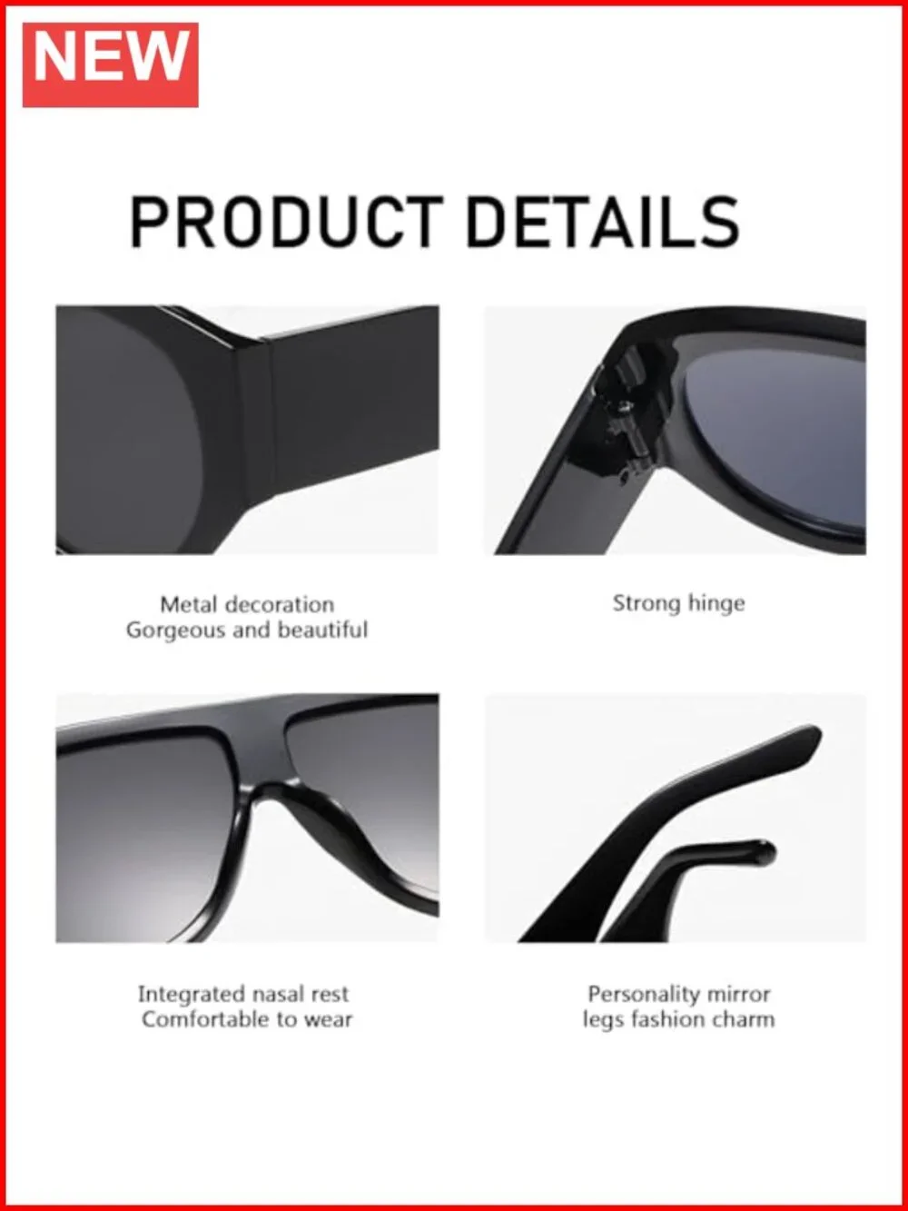 Oversized Aviator Sunglasses 2-3 Pack UV400 Protection Trendy Square Frame